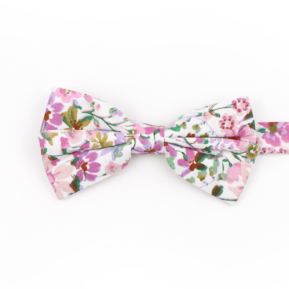 Pink & Purple floral flower cotton classic mens bow tie