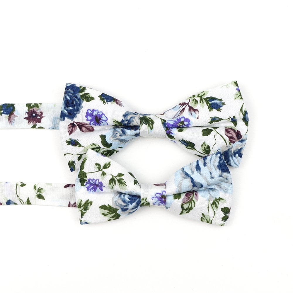 Children's Blue floral flower cotton mens bow tie