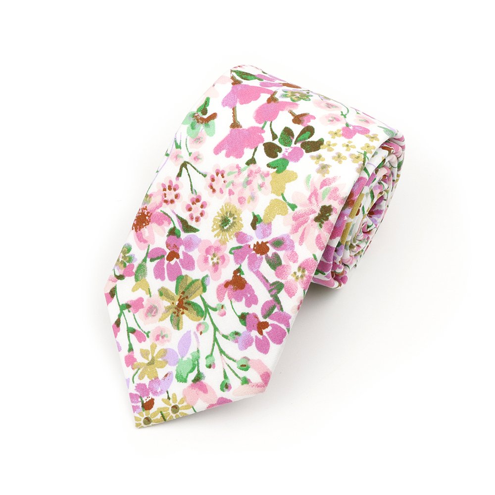 Pink & Purple floral flower cotton tie