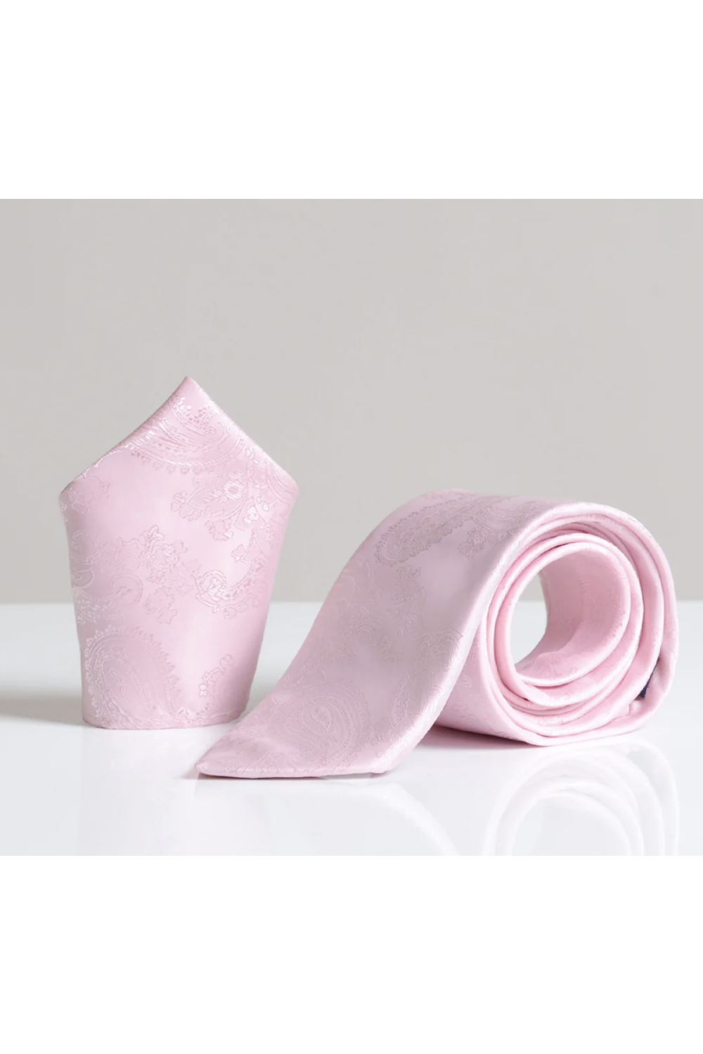 Light Pink Paisley Lining tie & pocket square set