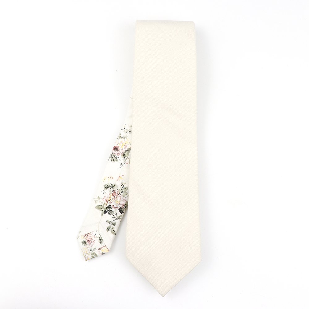 Two Tone Stone floral cotton tie