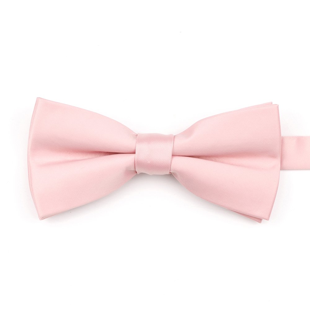 Powder pink satin classic mens bow tie