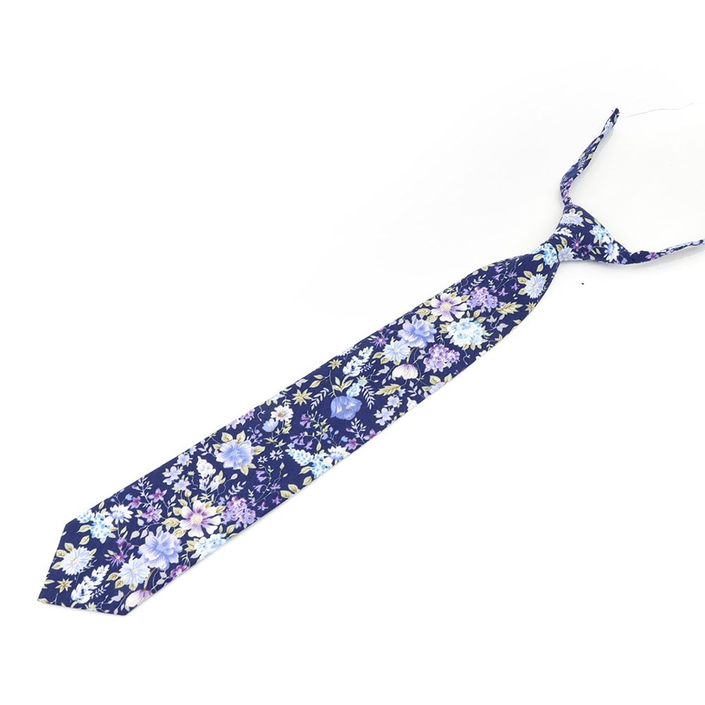Children's Blue & Purple floral flower cotton tie