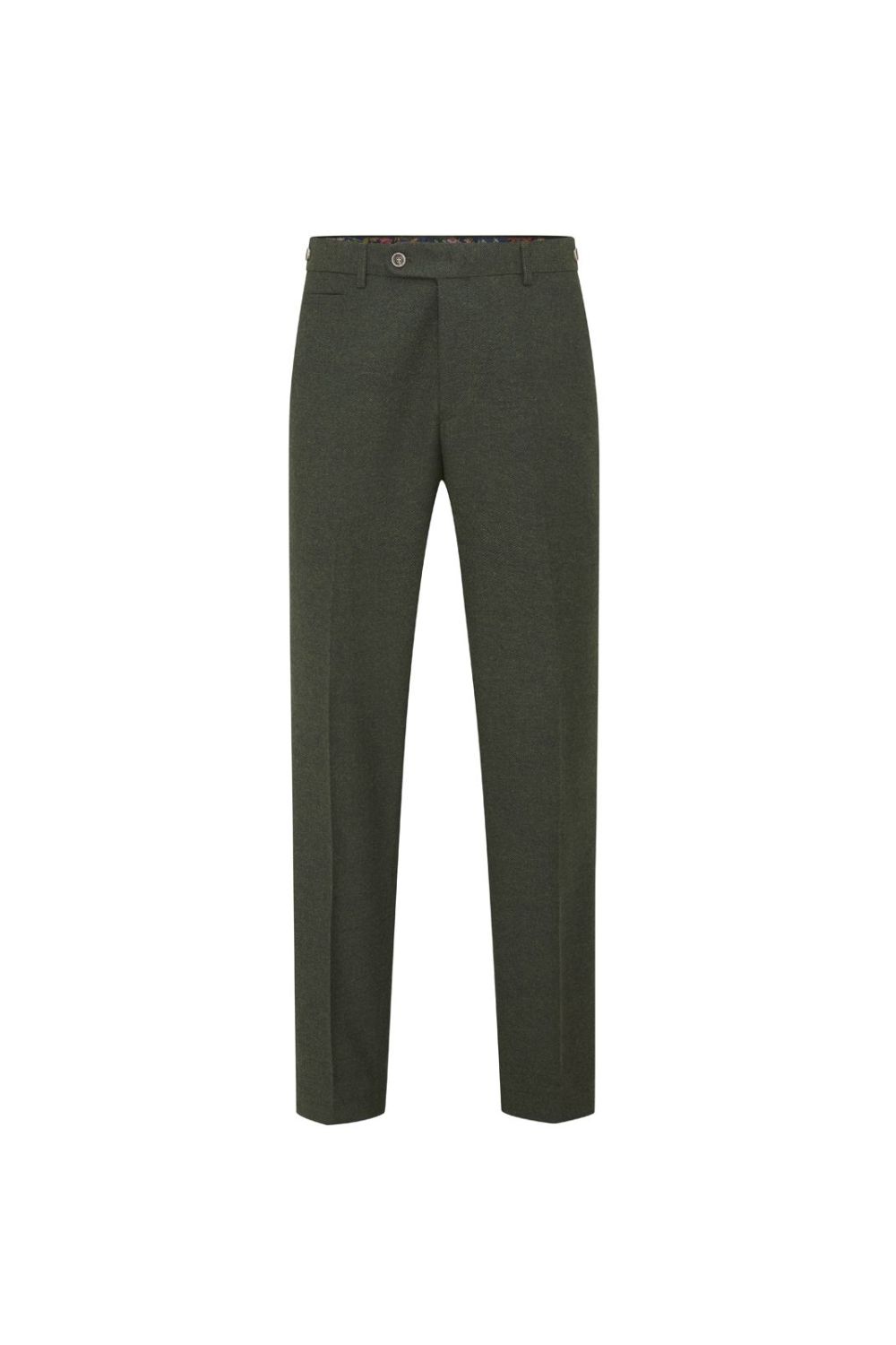 Skopes Jude Olive Tailored Tweed Herringbone Trousers