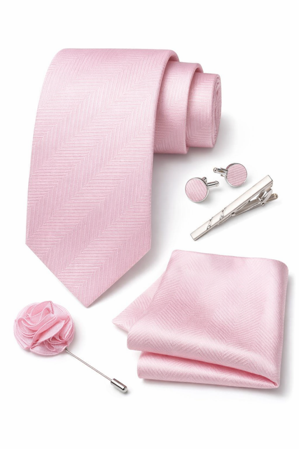 Pink 5 piece mens tie set