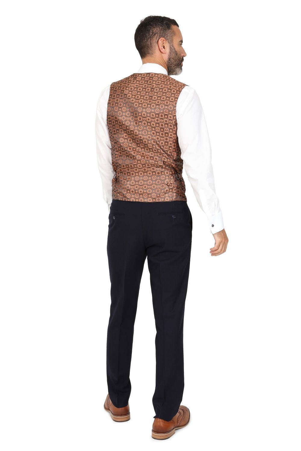 Jenson Samuel Alnwick Navy Three Piece Suit With Contrast Check Waistcoat