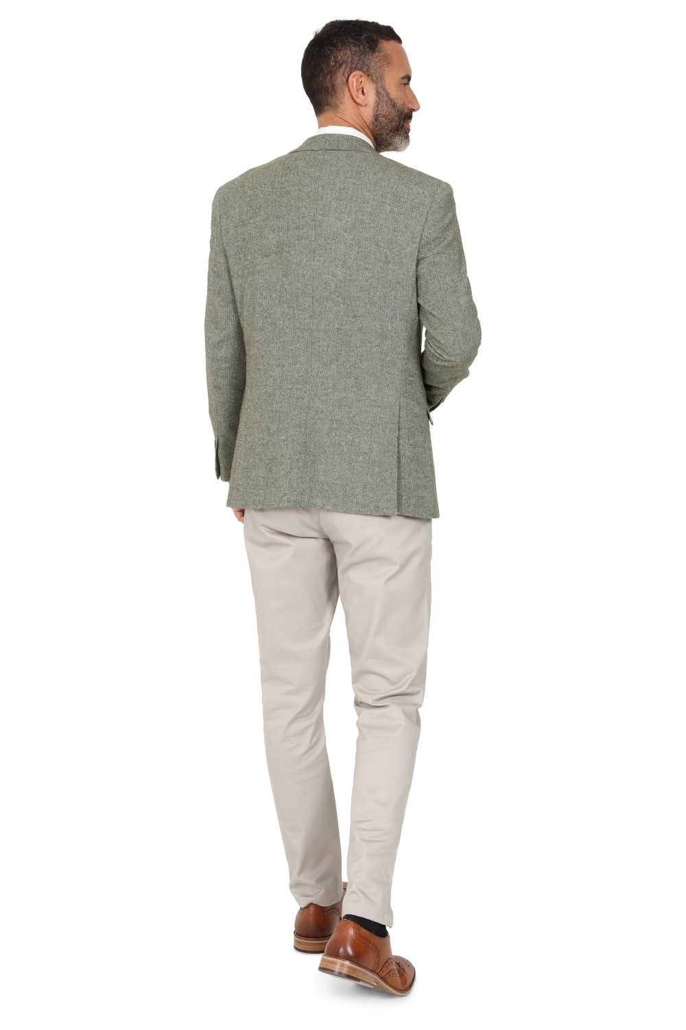 Sage Suit with Contrast Stone Trousers