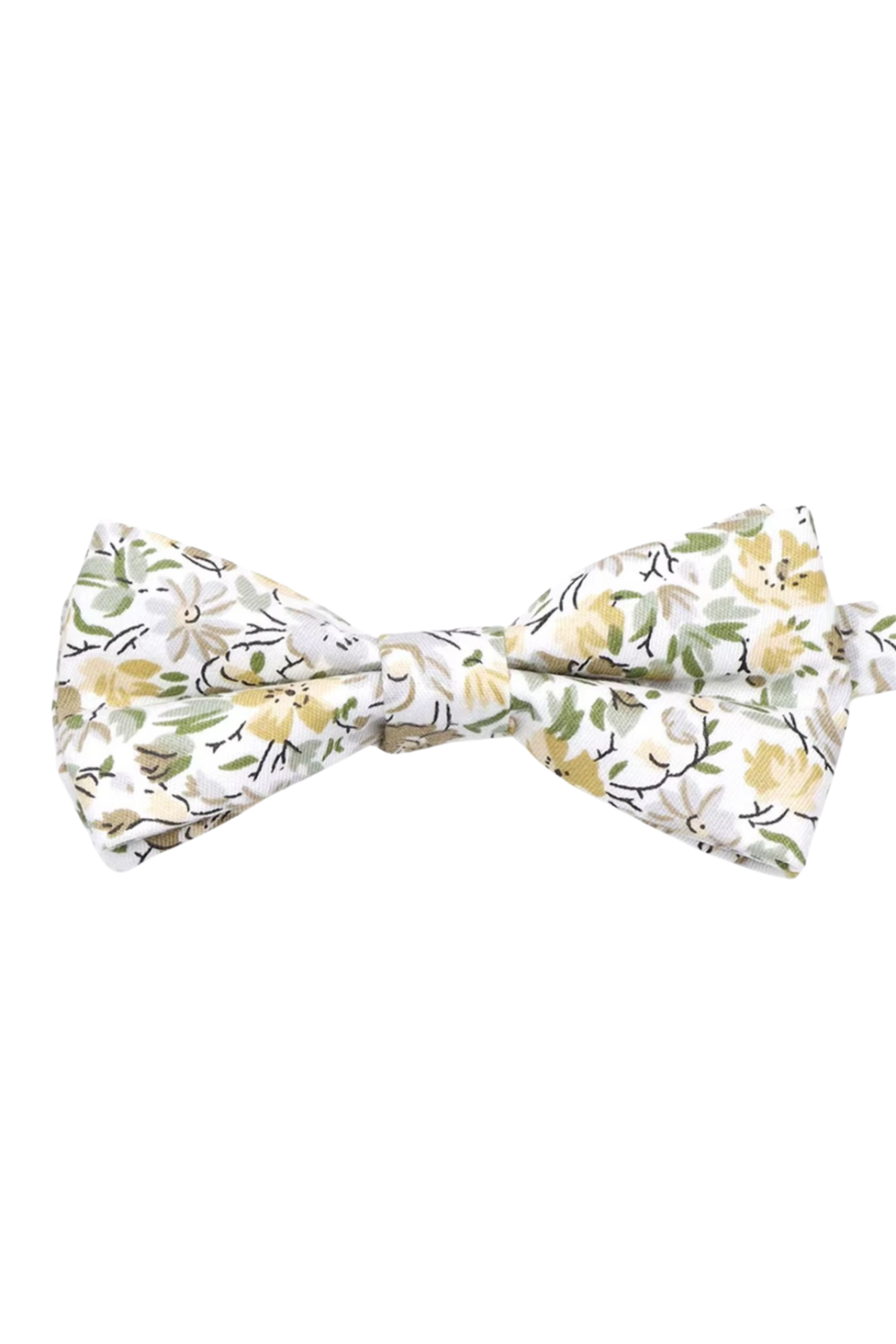 Green floral cotton classic mens bow tie & pocket square set