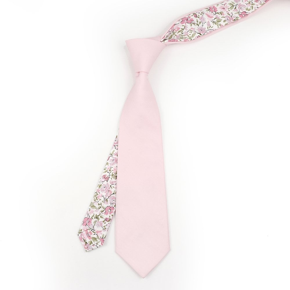 Two Tone Pastel Pink floral cotton tie