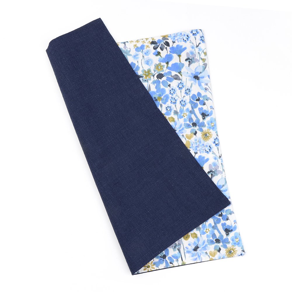 Two Tone Pastel Navy Floral cotton tie & pocket square set