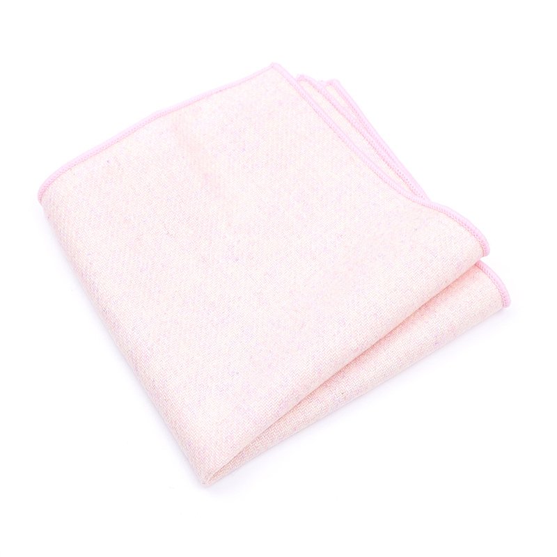 Mens Wool Tweed Pink Pocket Square