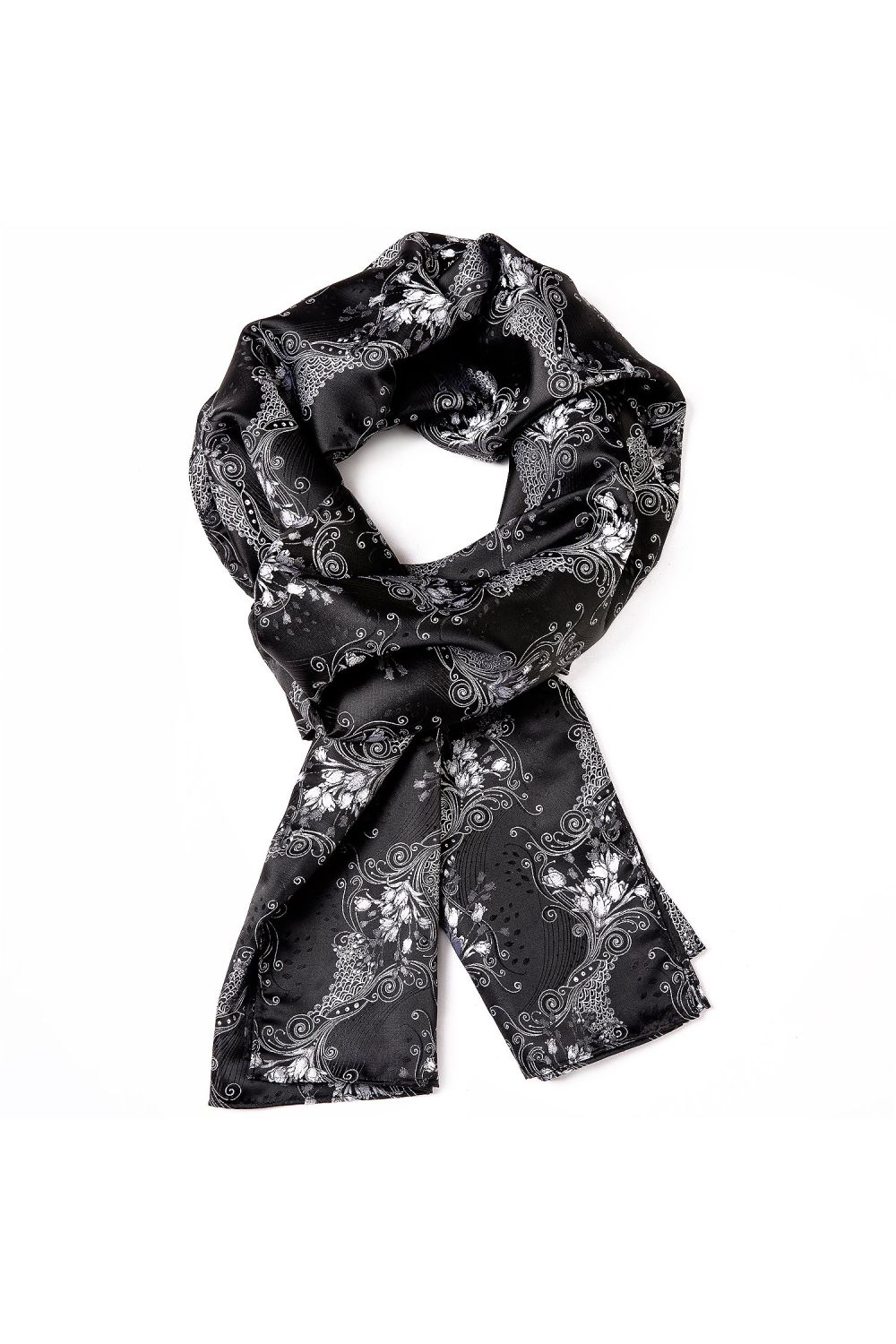 Silver & Black Silk blend Scarf