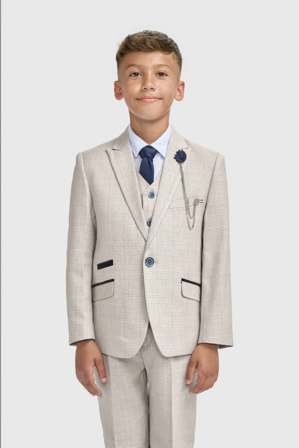 Cavani Kids Boys Caridi Beige Three piece Suit