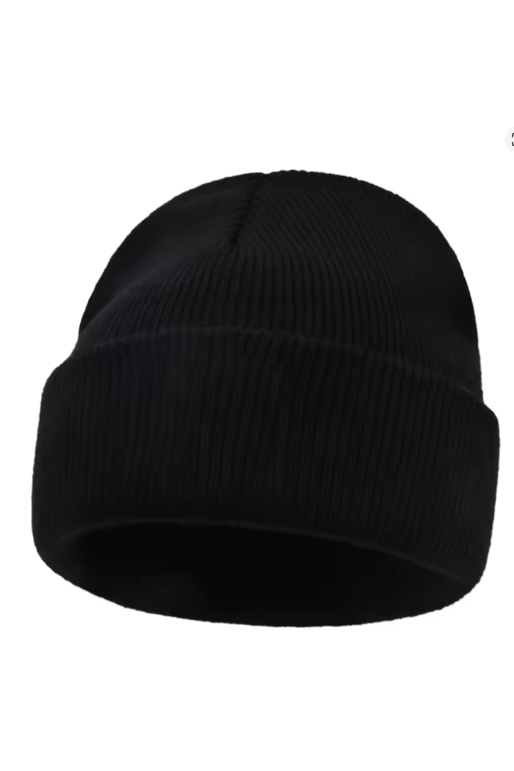 Unisex Black Cotton Beanie Hat