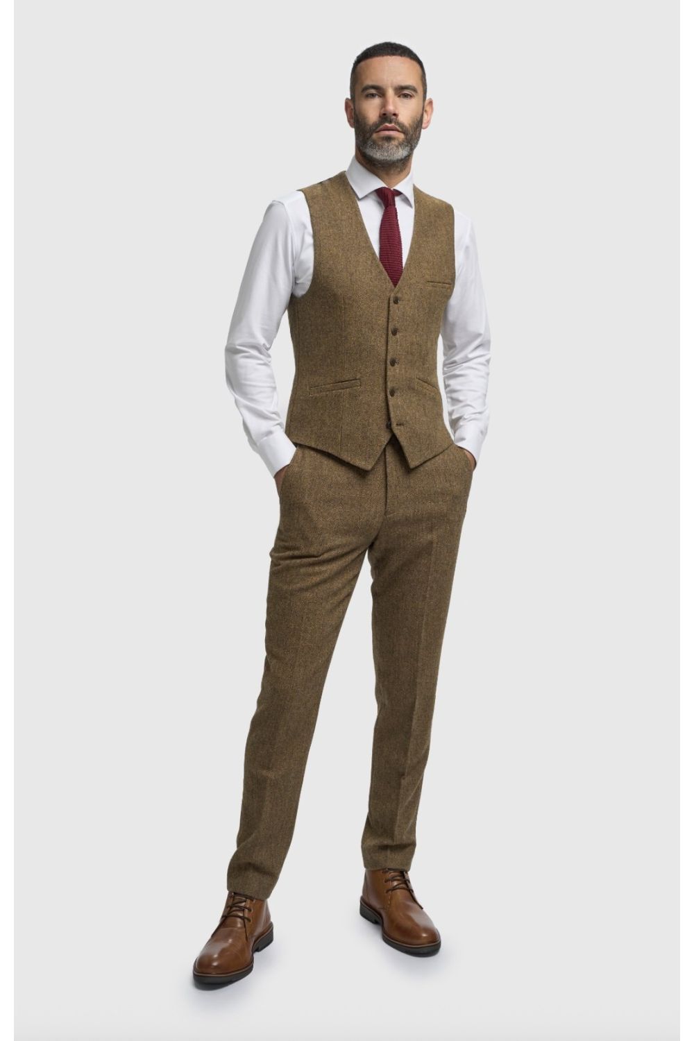 Cavani Thomas Brown Tweed Three Piece Suit
