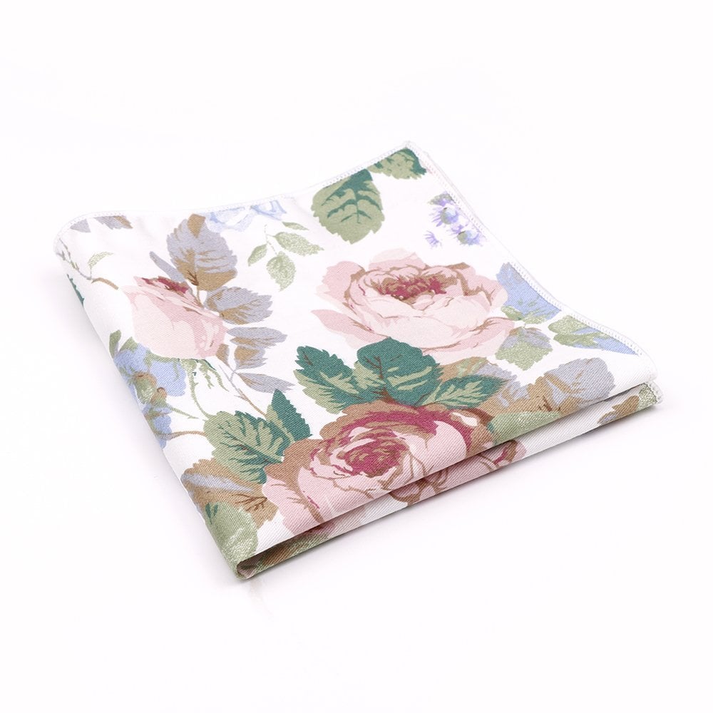 Rose floral cotton classic mens bowtie & pocket square set