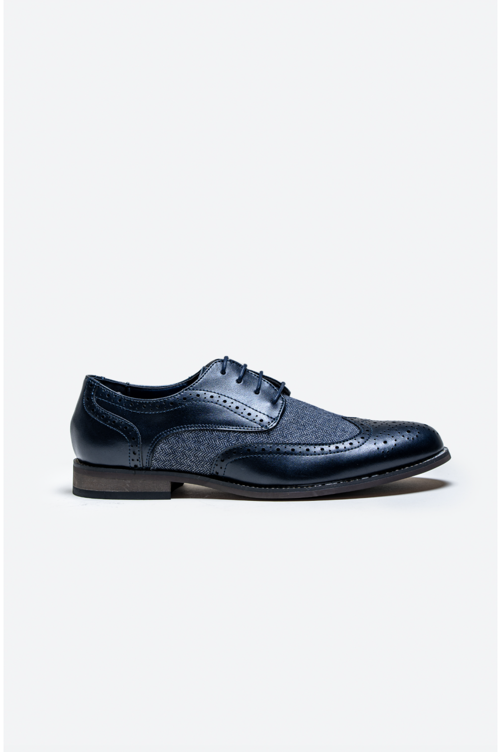 Cavani Oliver Navy tweed Brogue Leather shoe