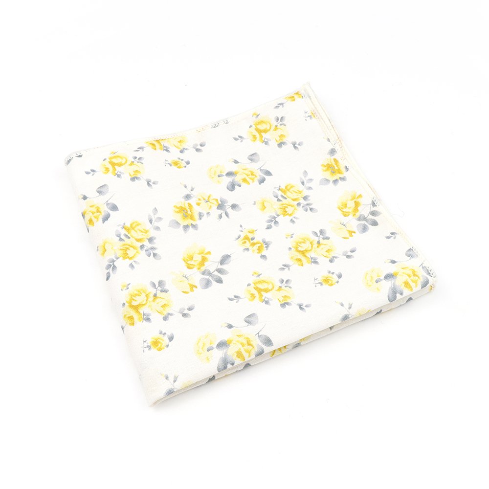 Pastel Yellow floral flower cotton pocket square