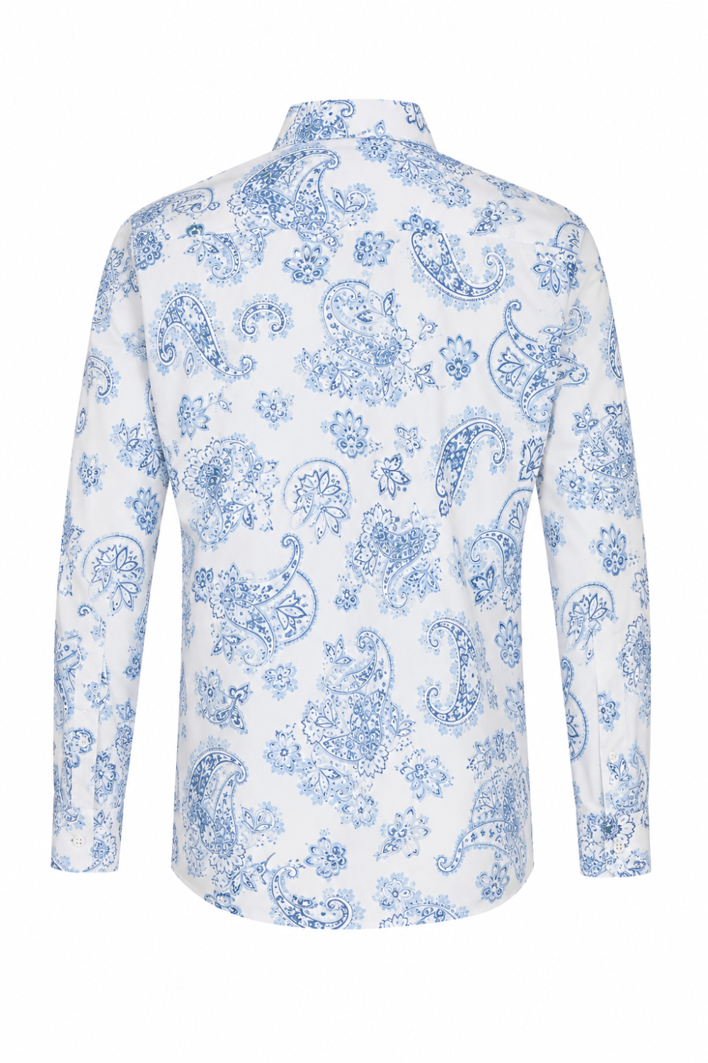 Sky Blue Paisley Floral Print Men's 100% Cotton Shirt