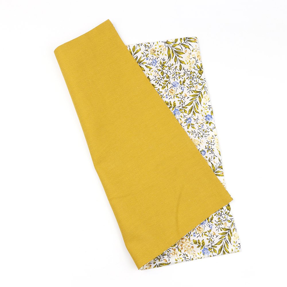 Two Tone Yellow floral cotton tie & Pocket square set