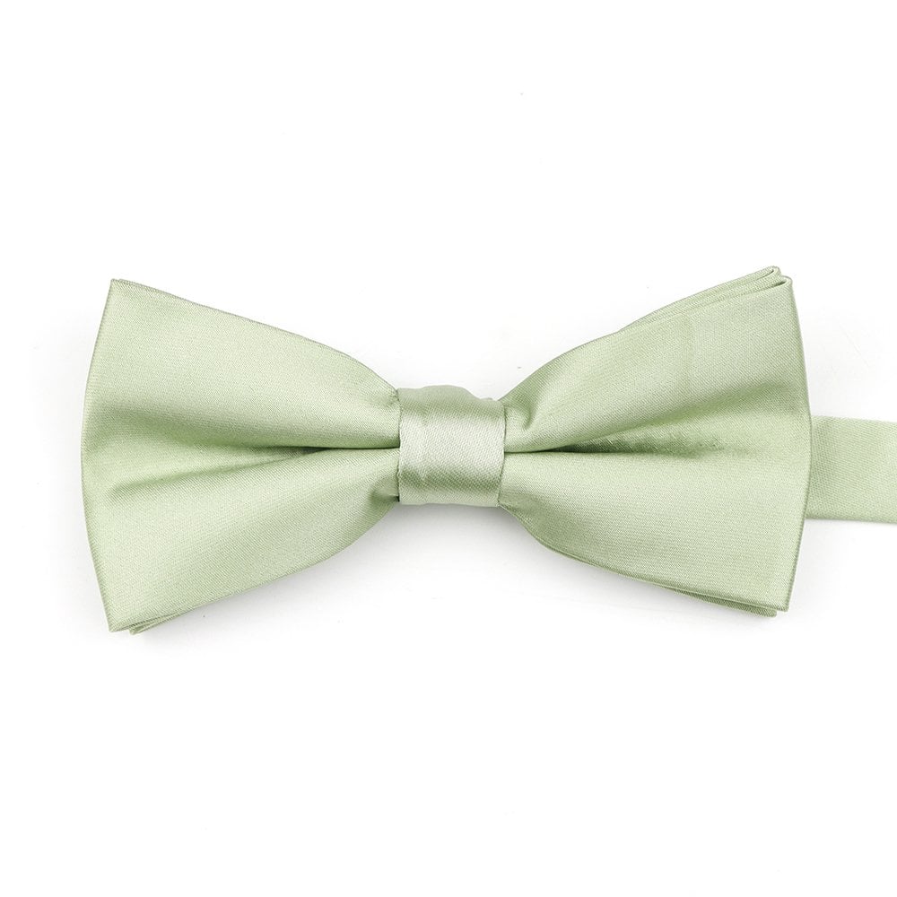Powder green satin classic mens bow tie