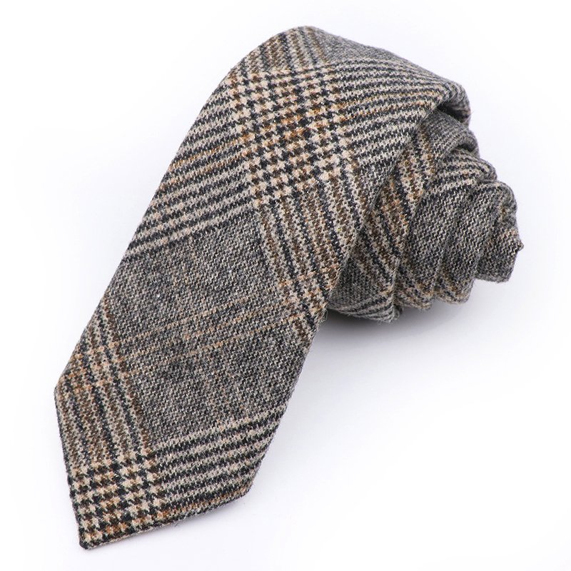 Mens Grey striped Wool Tweed Tie