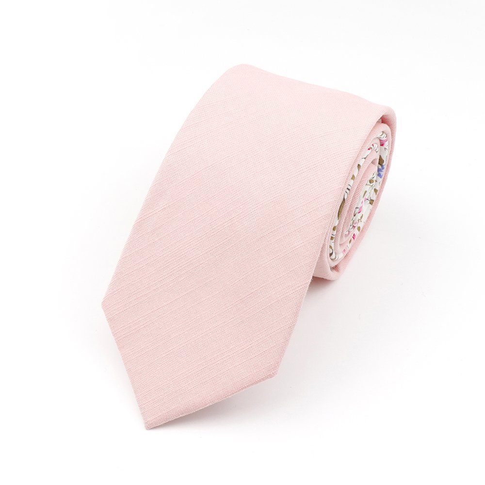 Two Tone Pastel Pink  & Fuchsia floral cotton tie & Pocket square set