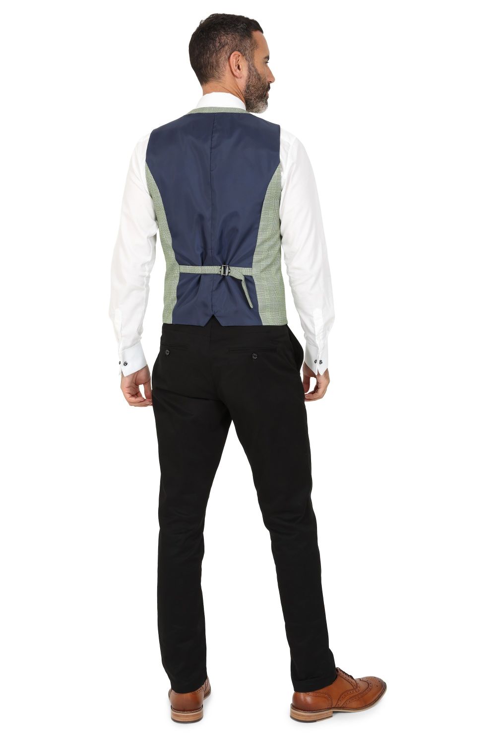 Cavani Caridi Sage Check suit with contrast navy trousers