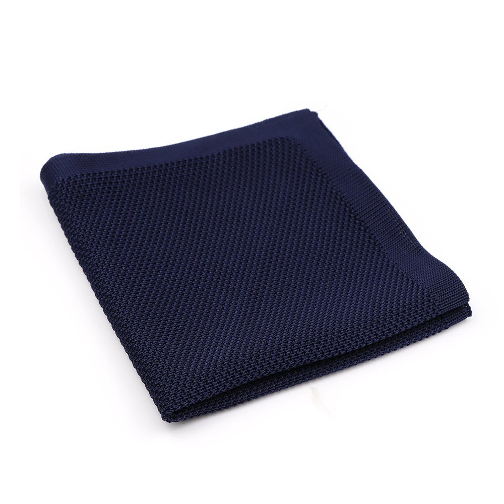 Mens Luxury Navy Knitted Tie Pocket Square  Gift Box Set