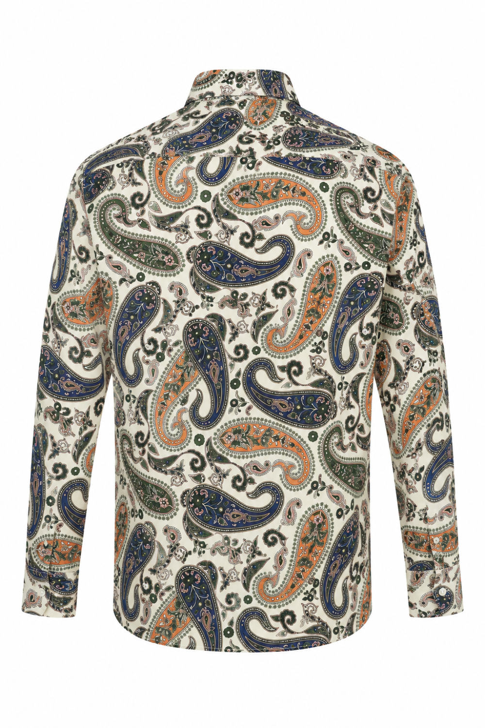 Navy & Orange Paisley Print Long Sleeve 100% Cotton Shirt