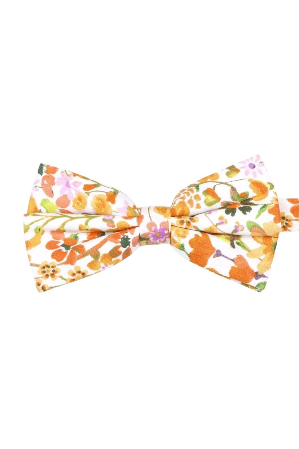Peach floral cotton classic mens bow tie & pocket square set