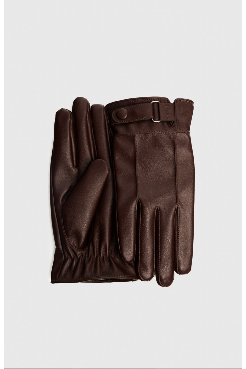 Mens Vegan Leather Brown Gloves