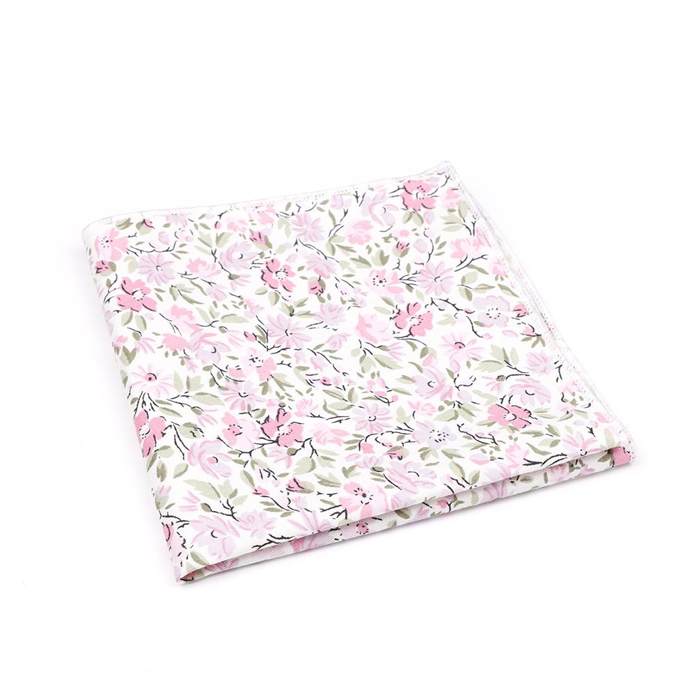 Soft Pink floral cotton classic mens bow tie & pocket square set
