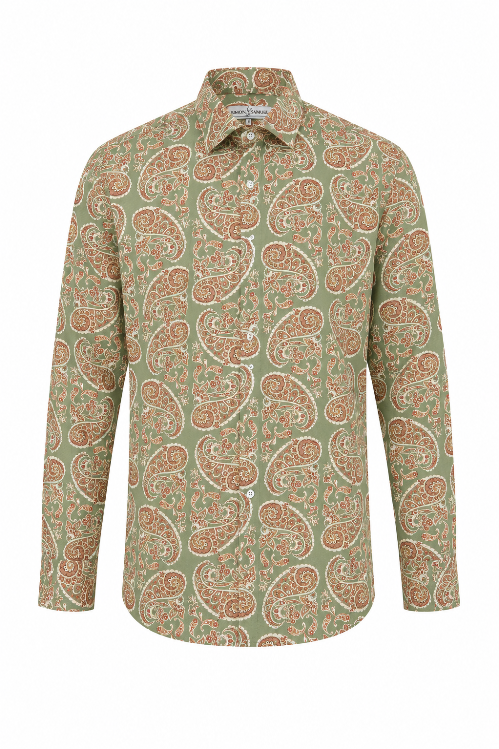 Green & orange paisley Regular Fit 100% Cotton Shirt