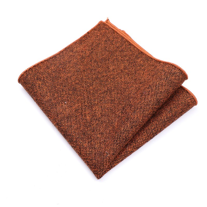 Mens Rust Wool Tweed Pocket Square