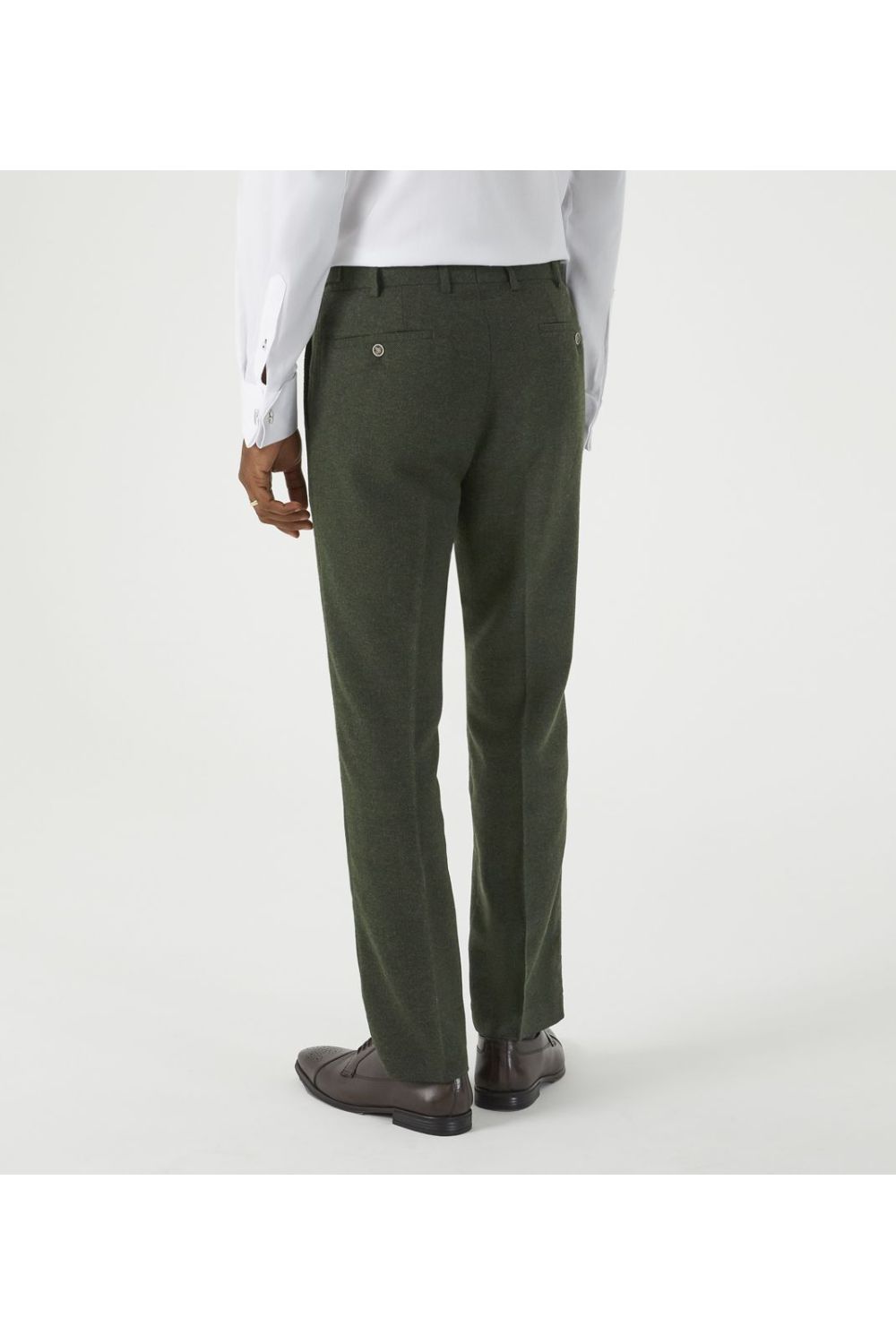 Skopes Jude Olive Tailored Tweed Herringbone Trousers