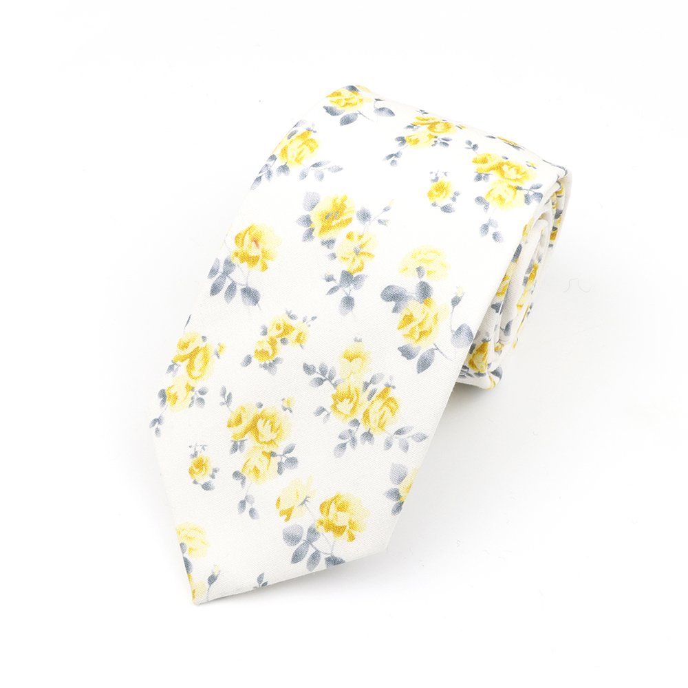 Pastel Yellow floral flower cotton tie