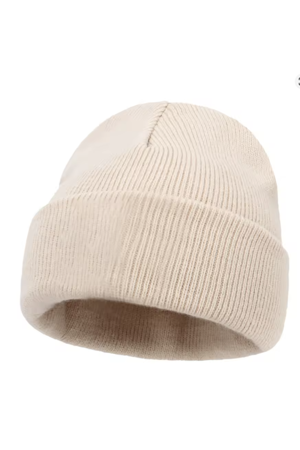 Unisex Beige Cotton Beanie Hat