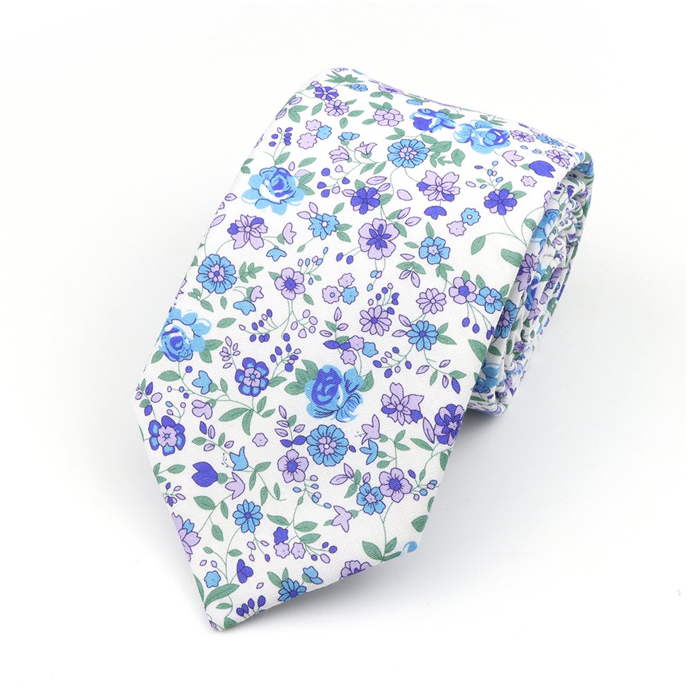 Blue & Lilac floral cotton tie