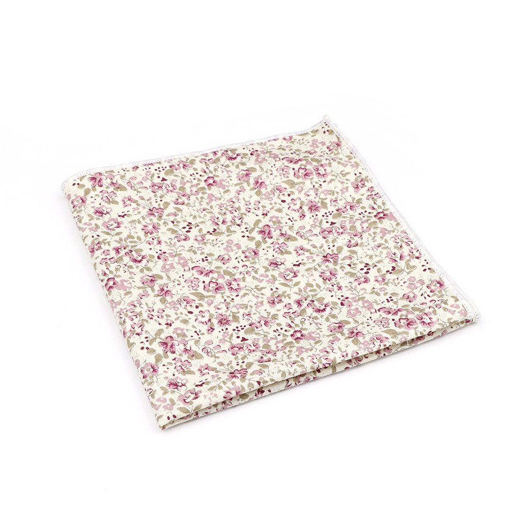 Blush Pink floral cotton classic mens bow tie & pocket square set