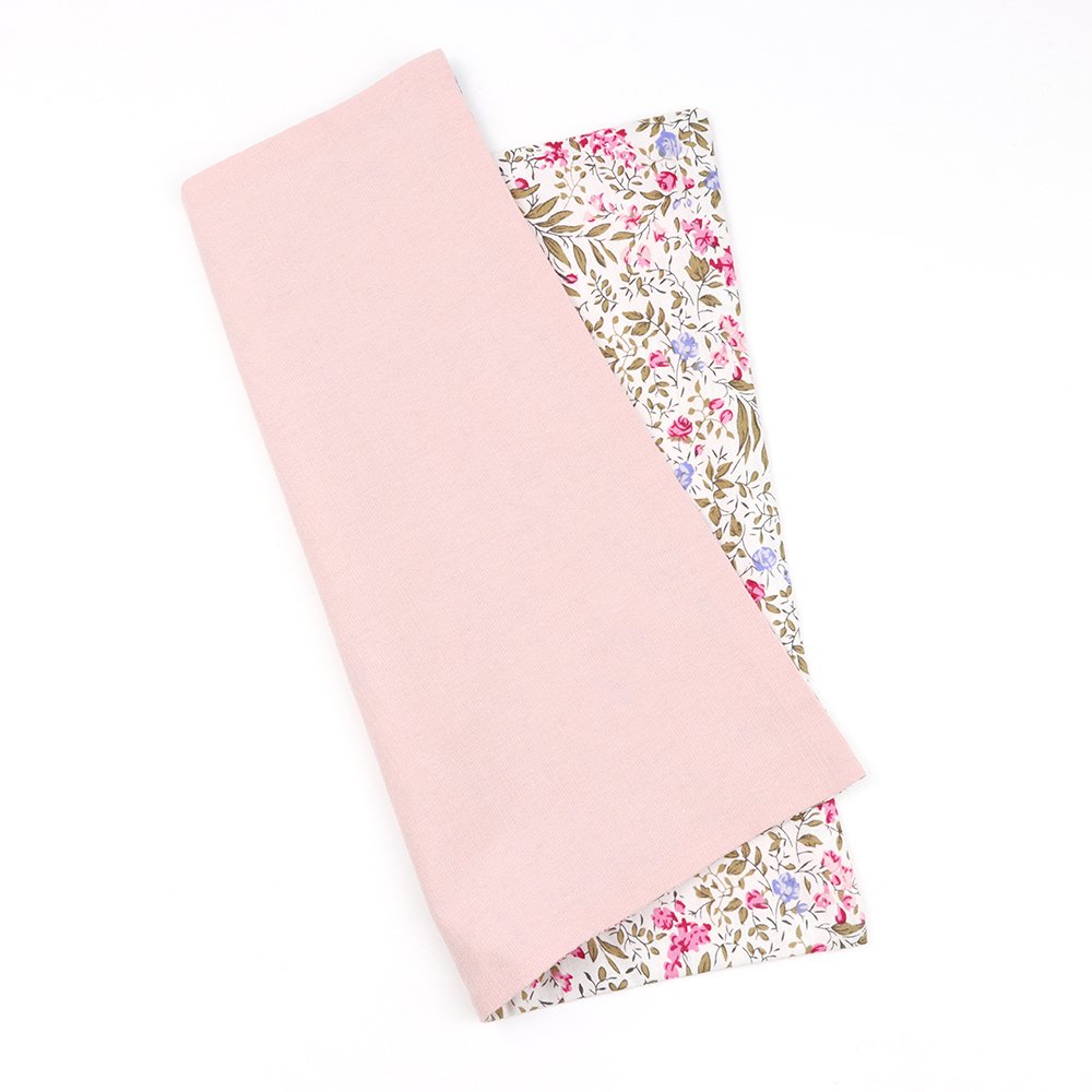 Two Tone Pastel Pink  & Fuchsia floral cotton tie & Pocket square set