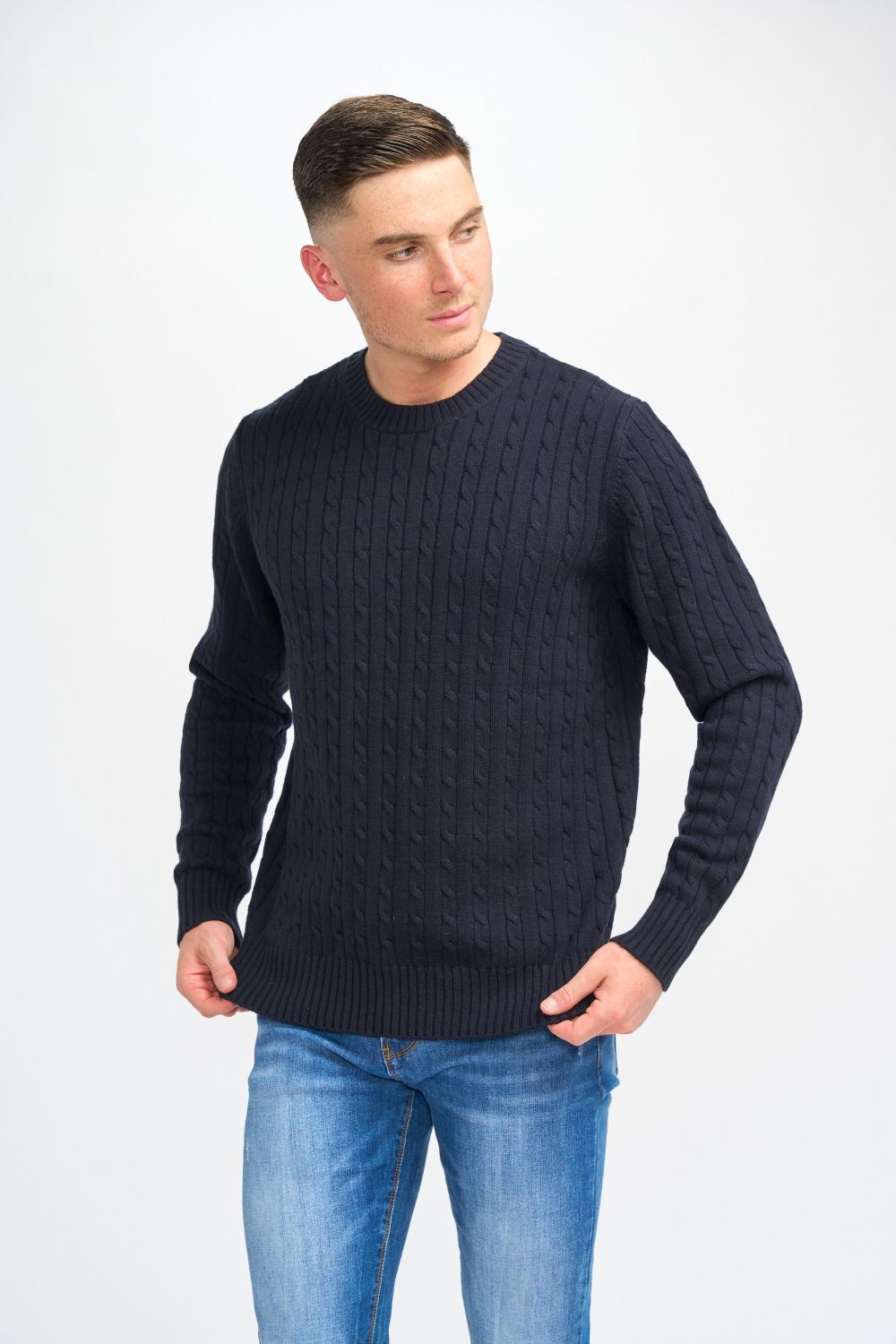 Cavani Foston Navy Cable Jumper