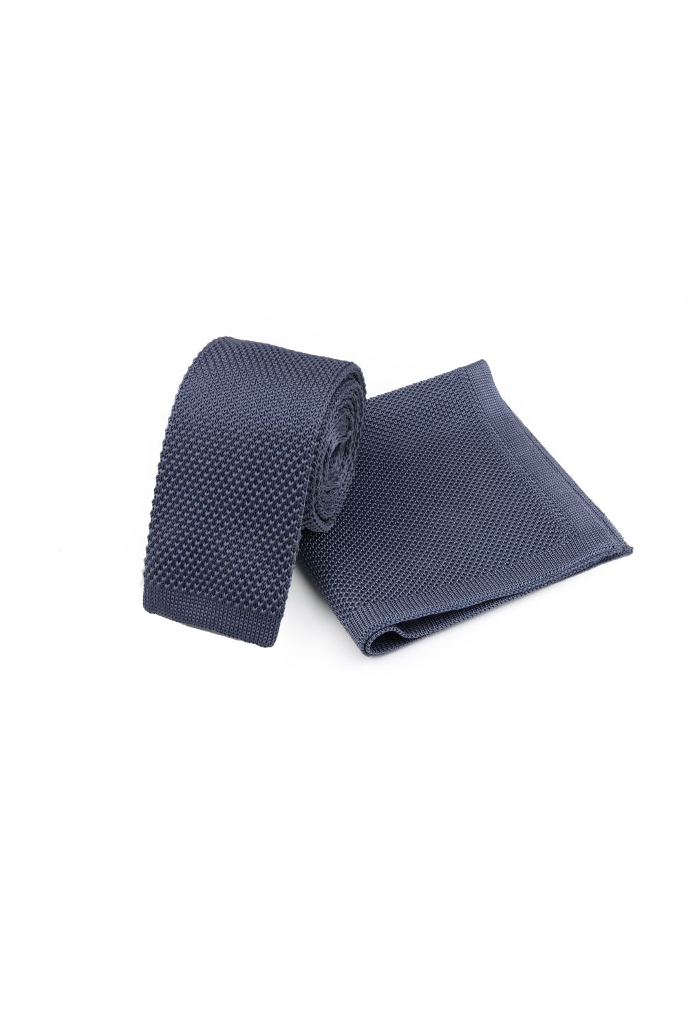 Knitted Grey Tie & Pocket Square set