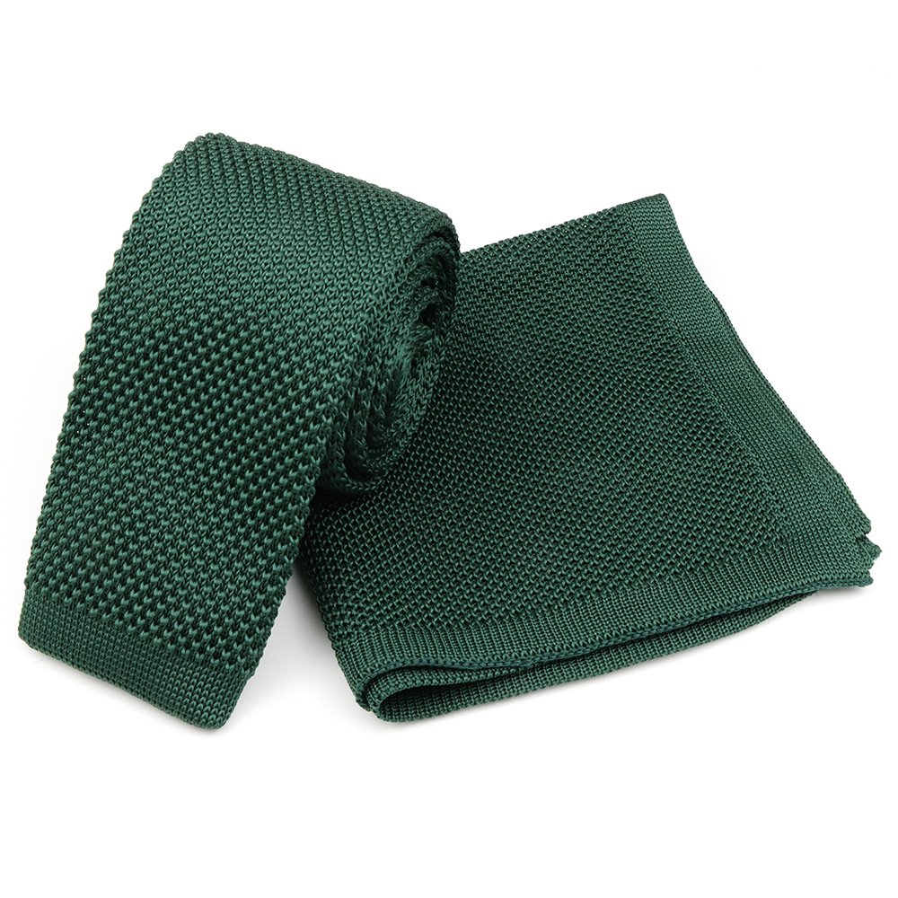 Knitted Emerald green Tie & Pocket Square set