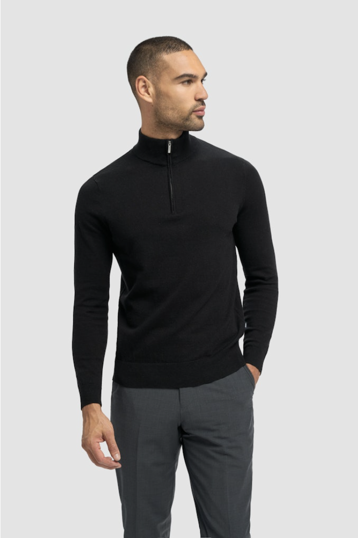 Cavani Ivano crew neck half zip jumper