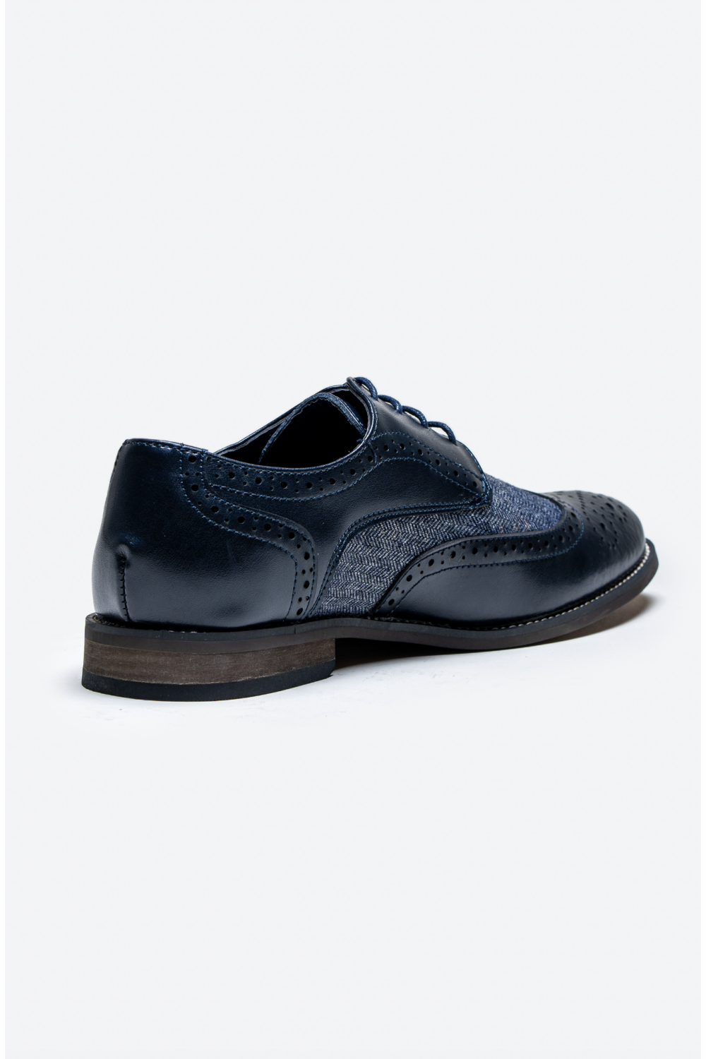 Cavani Oliver Navy tweed Brogue Leather shoe