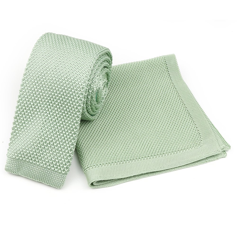 Knitted Pastel green Tie & Pocket Square set