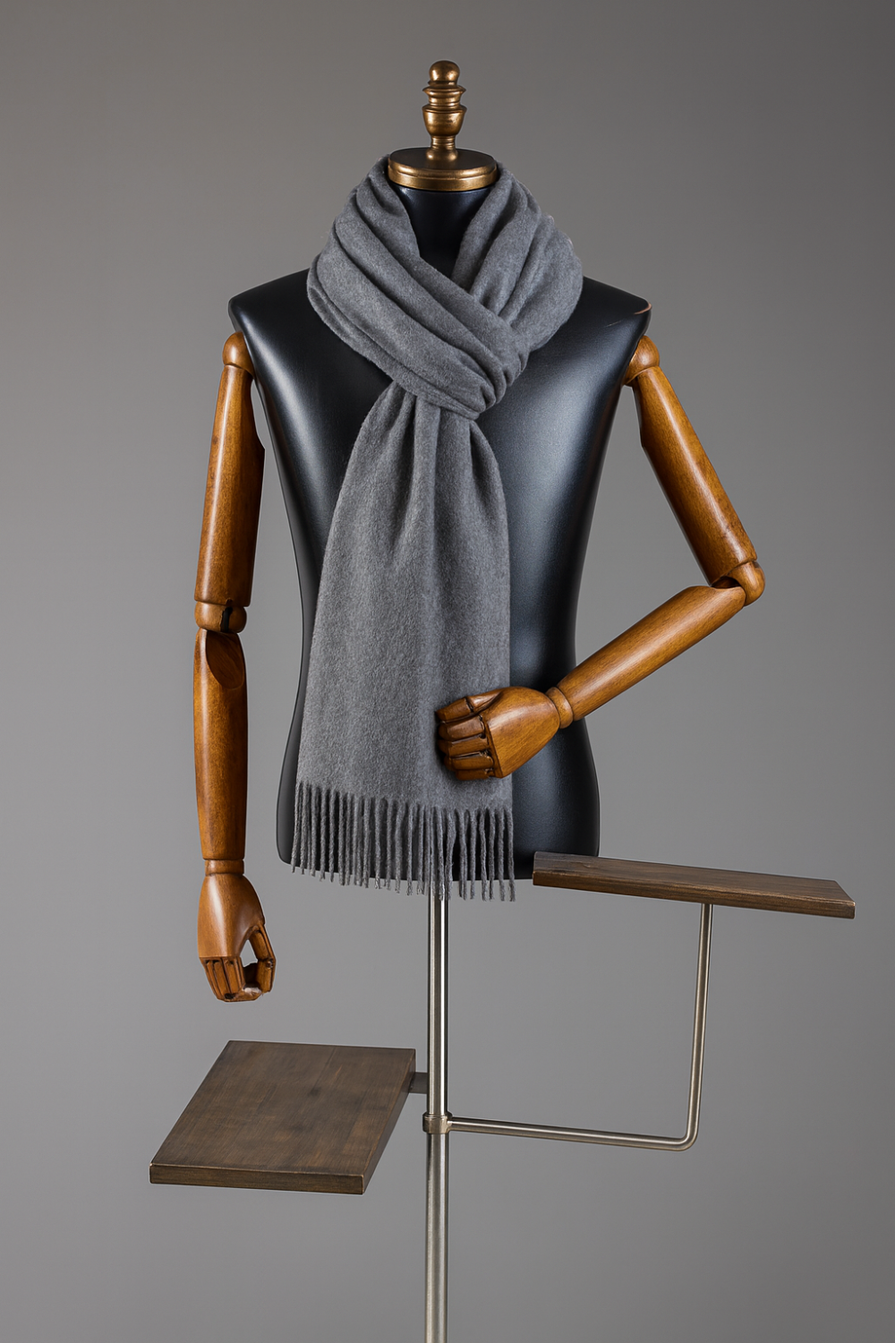 Men's Pure Wool Dark Grey Scarf