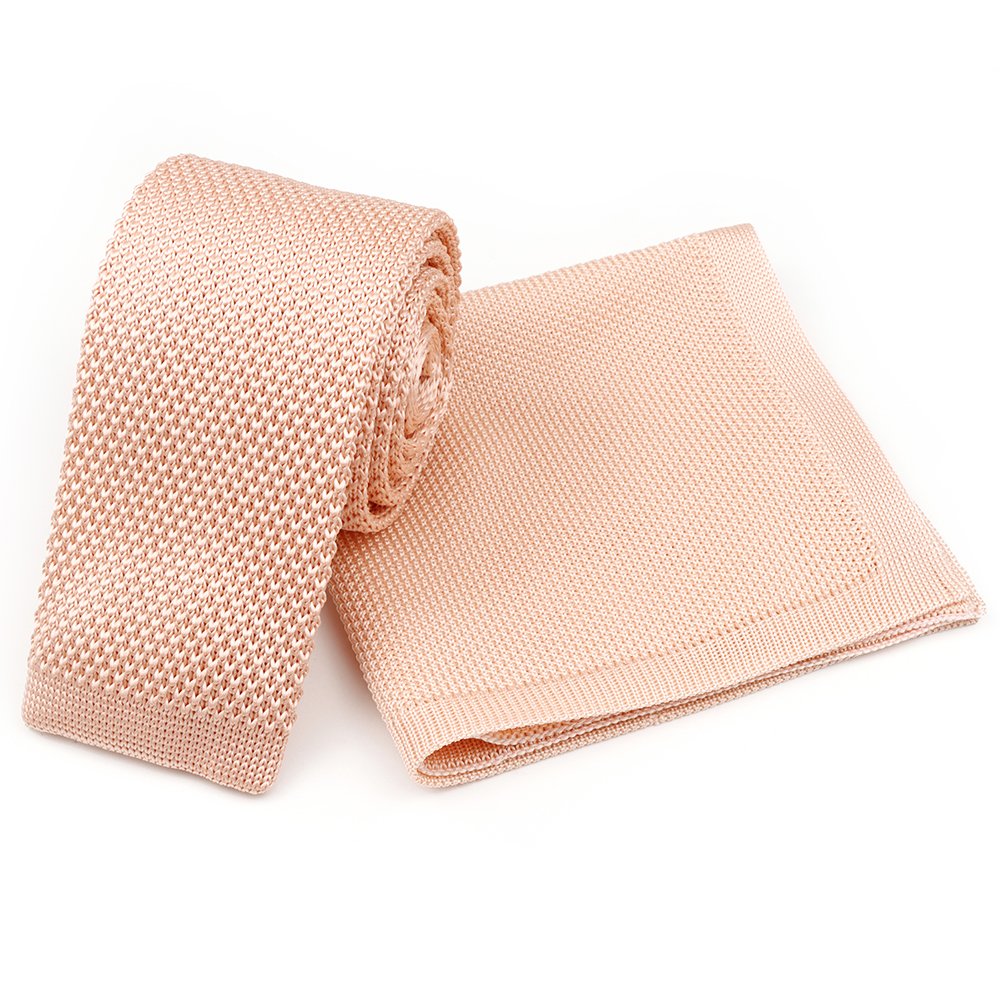Knitted Pastel Pink Tie & Pocket Square set