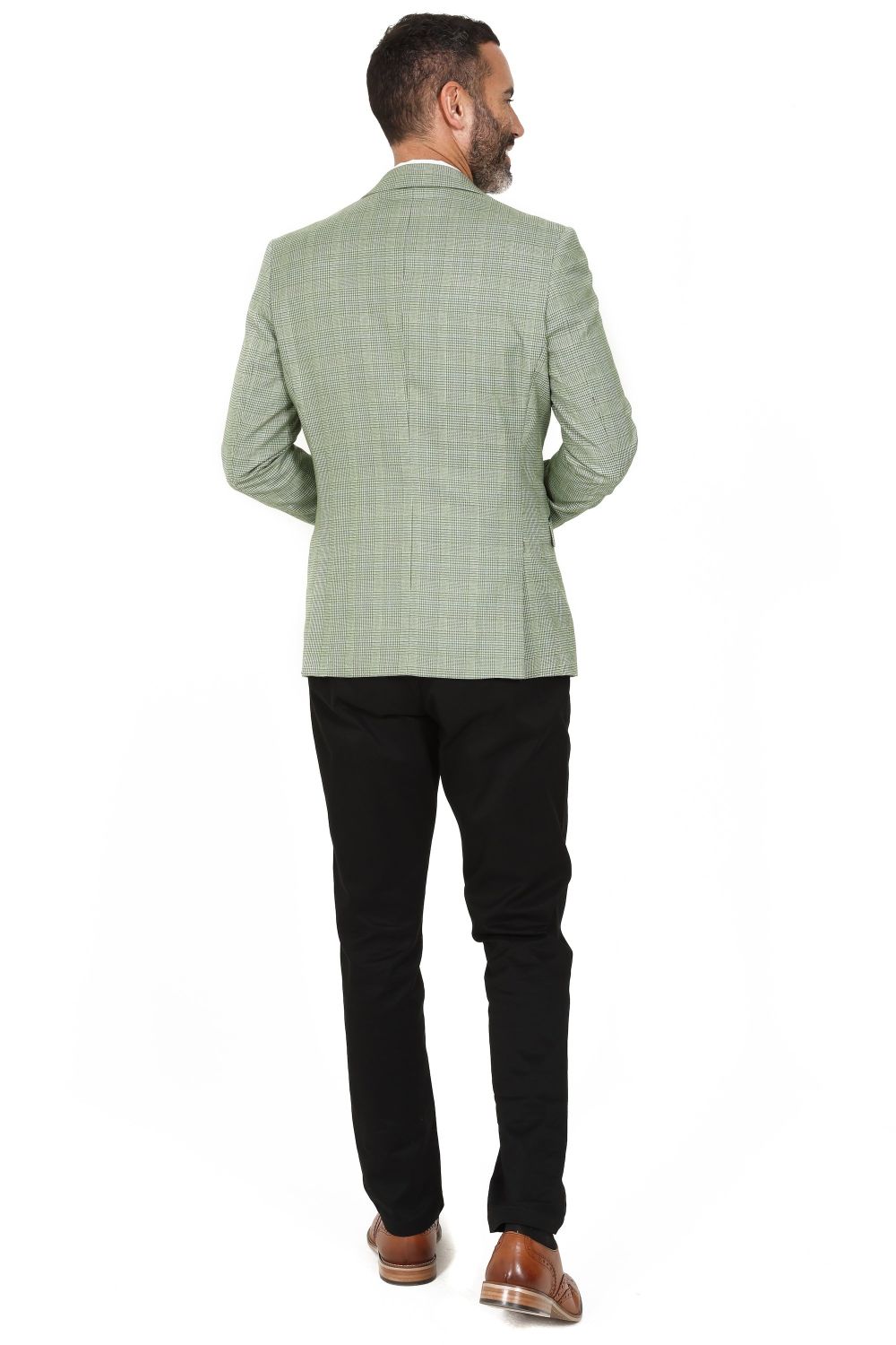 Cavani Caridi Sage Check suit with contrast navy trousers